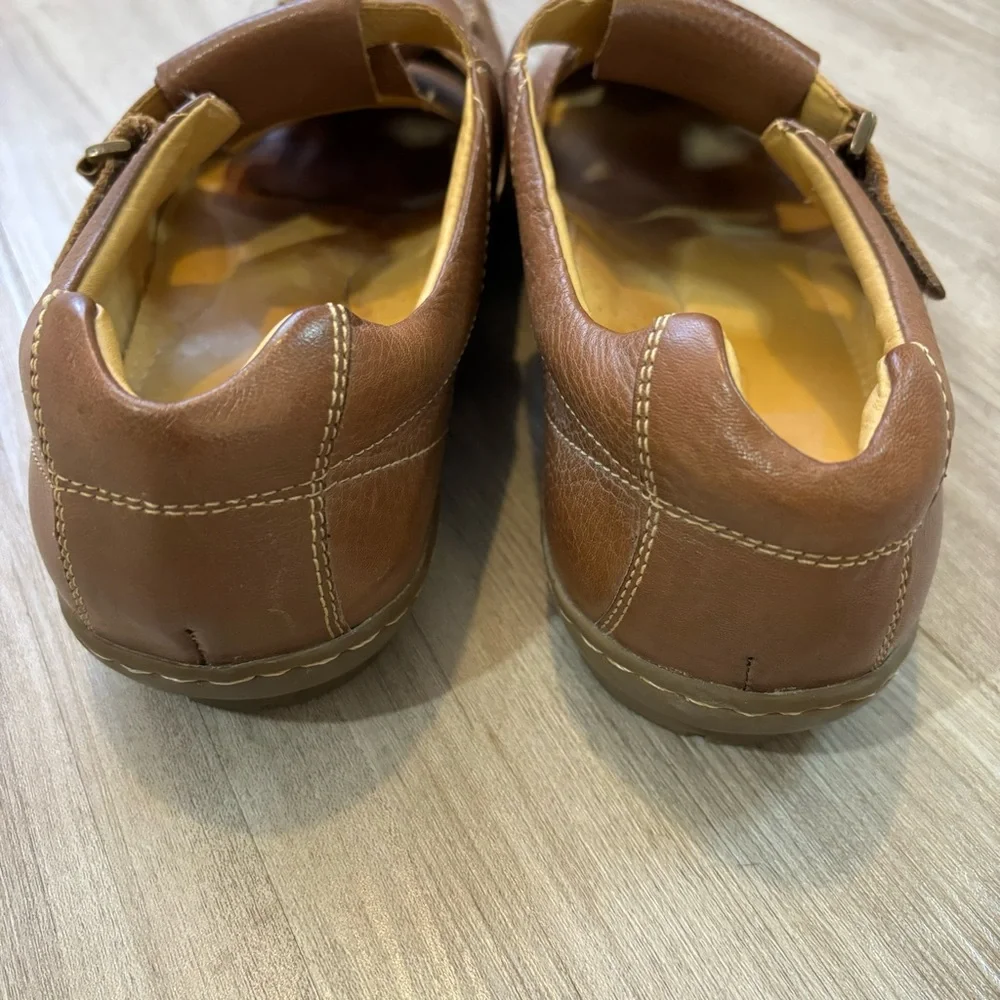 Sandro Comfort Soft Gel Casual Shoes #100035 Brown Leather Mens Size 12 D Sandal